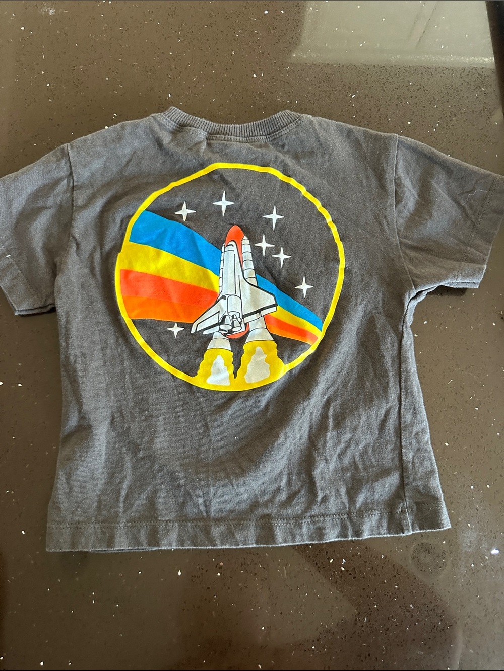 Zara Black Short Sleeve Tee with Colorful NASA Shuttle Patch - Picture 2 of 2
